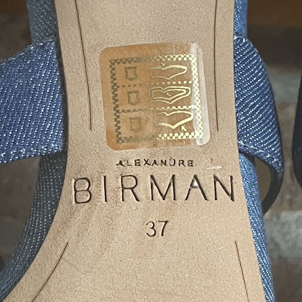 Alexandre Birman Heel Sandals Size 37 Blue Denim Bow Ankle Wrap MSRP $395 - Picture 5 of 13